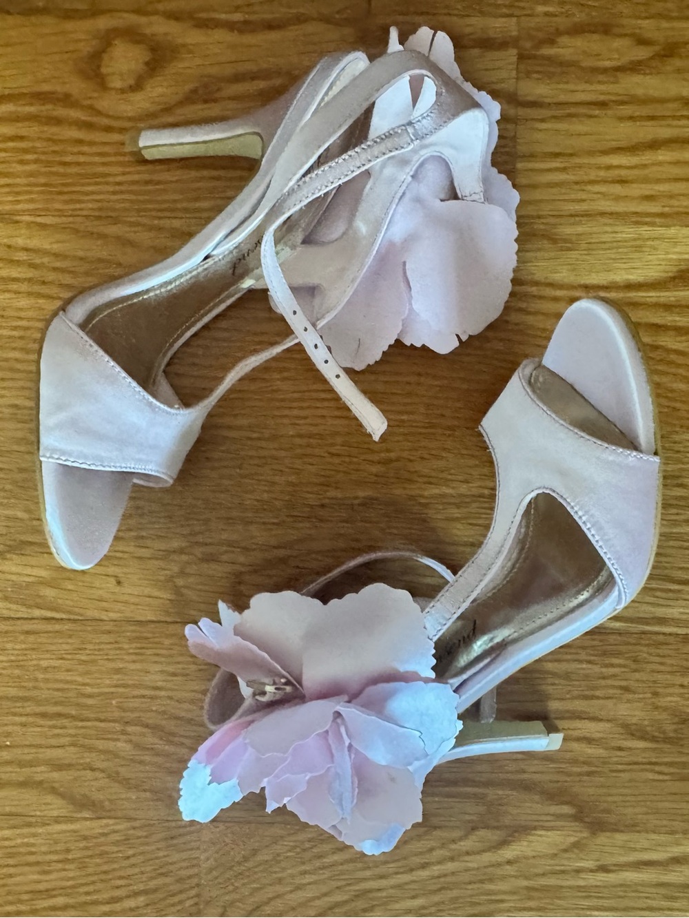 Lulu Townsend Sateen Pink 3D Floral Flower High-Heel Strappy Sandals Heels 5